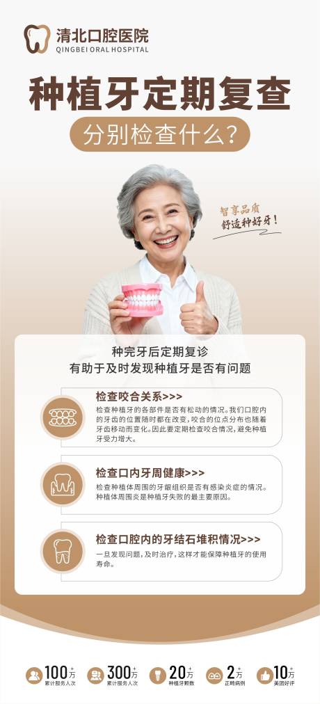 源文件下载【享设计】搜索编号：35170034072636846【种植牙定期复查科普海报】