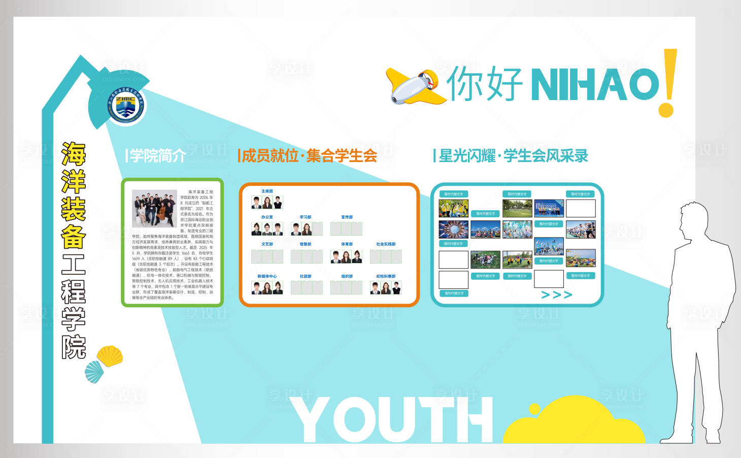 源文件下载【享设计】搜索编号：35740033964421931【海运学院海洋装备工程学院文化墙】