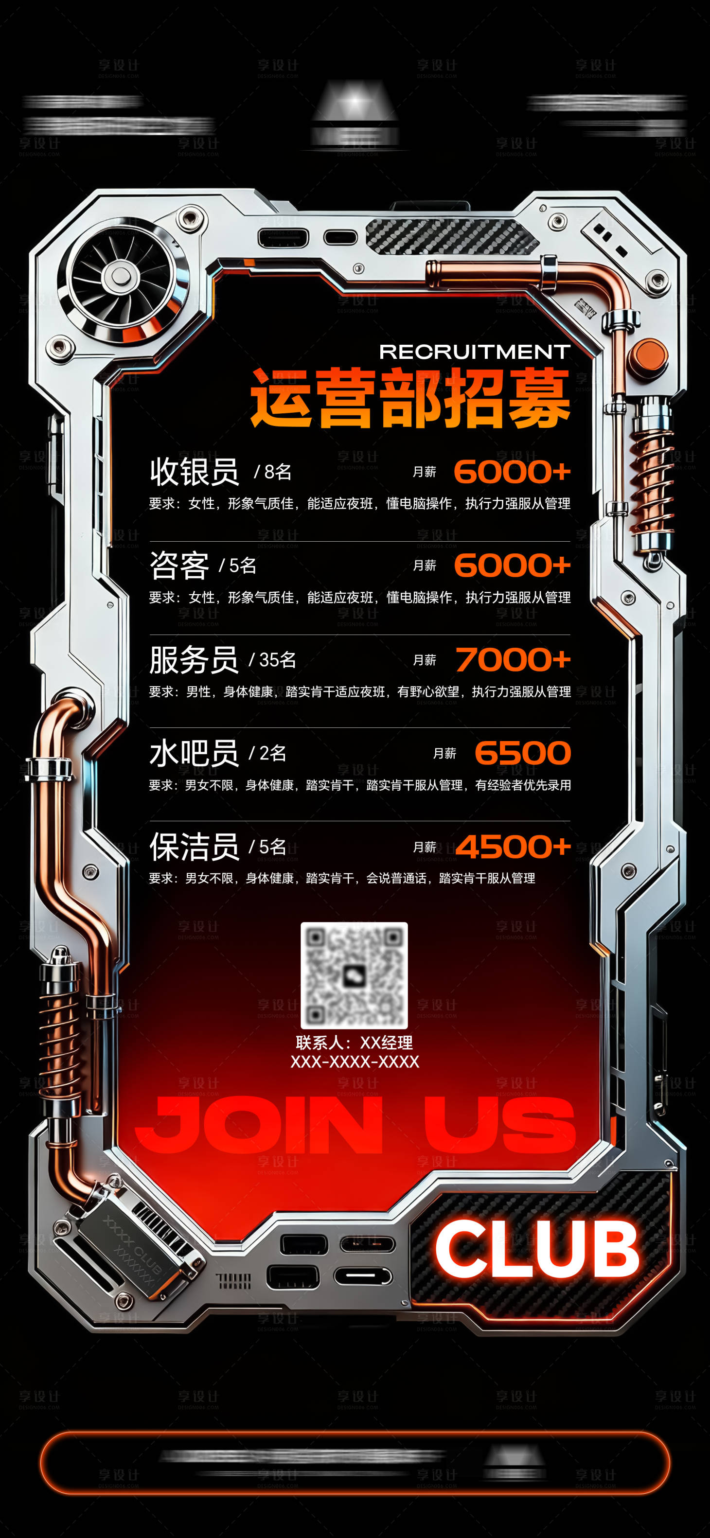 源文件下载【享设计】搜索编号：23780033995866729【酒吧招聘海报】