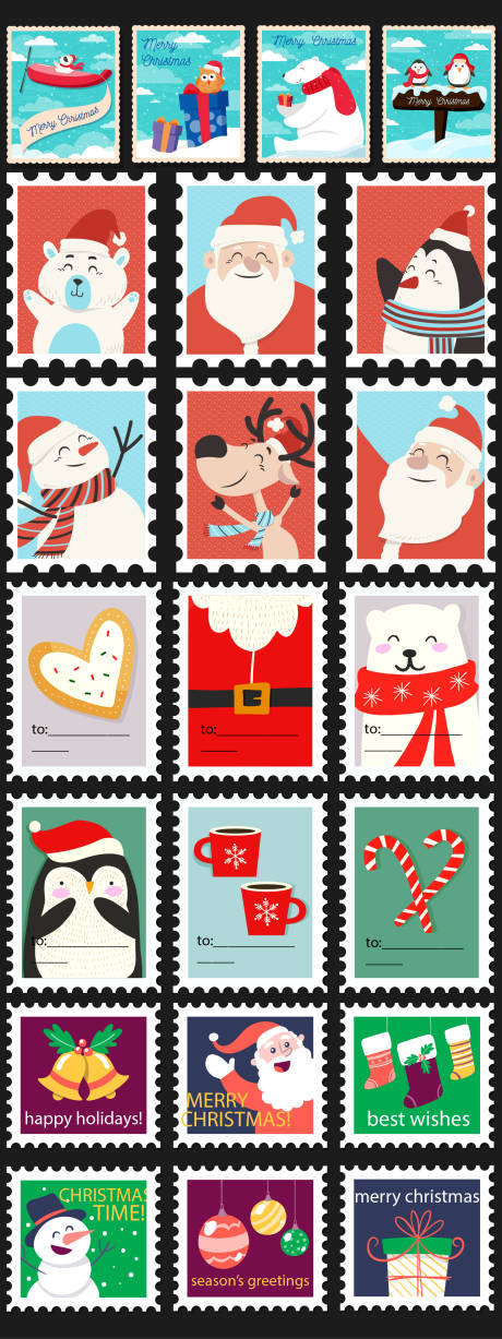 源文件下载【享设计】搜索编号：46180033989079662【圣诞节邮票贴纸】