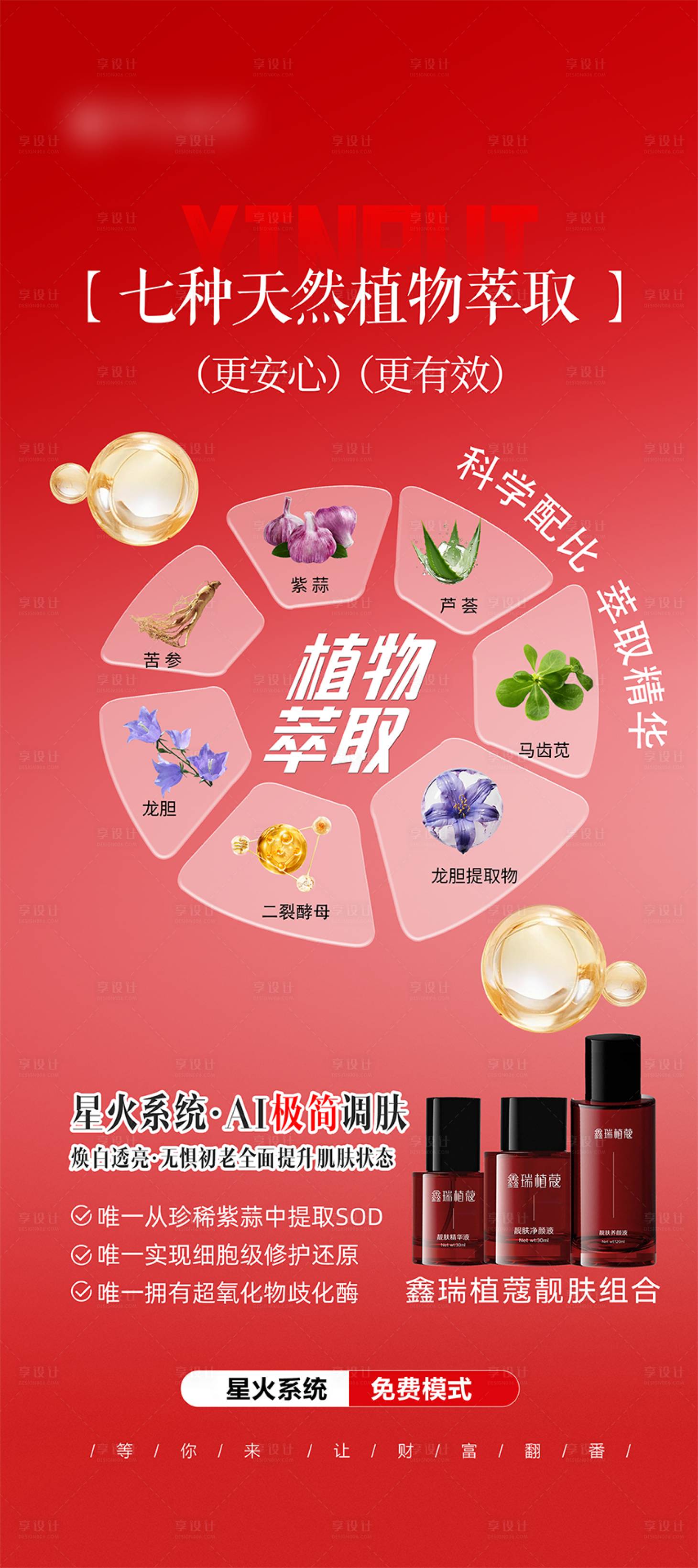 源文件下载【享设计】搜索编号：61660033860213696【红色展架护肤美业展架】