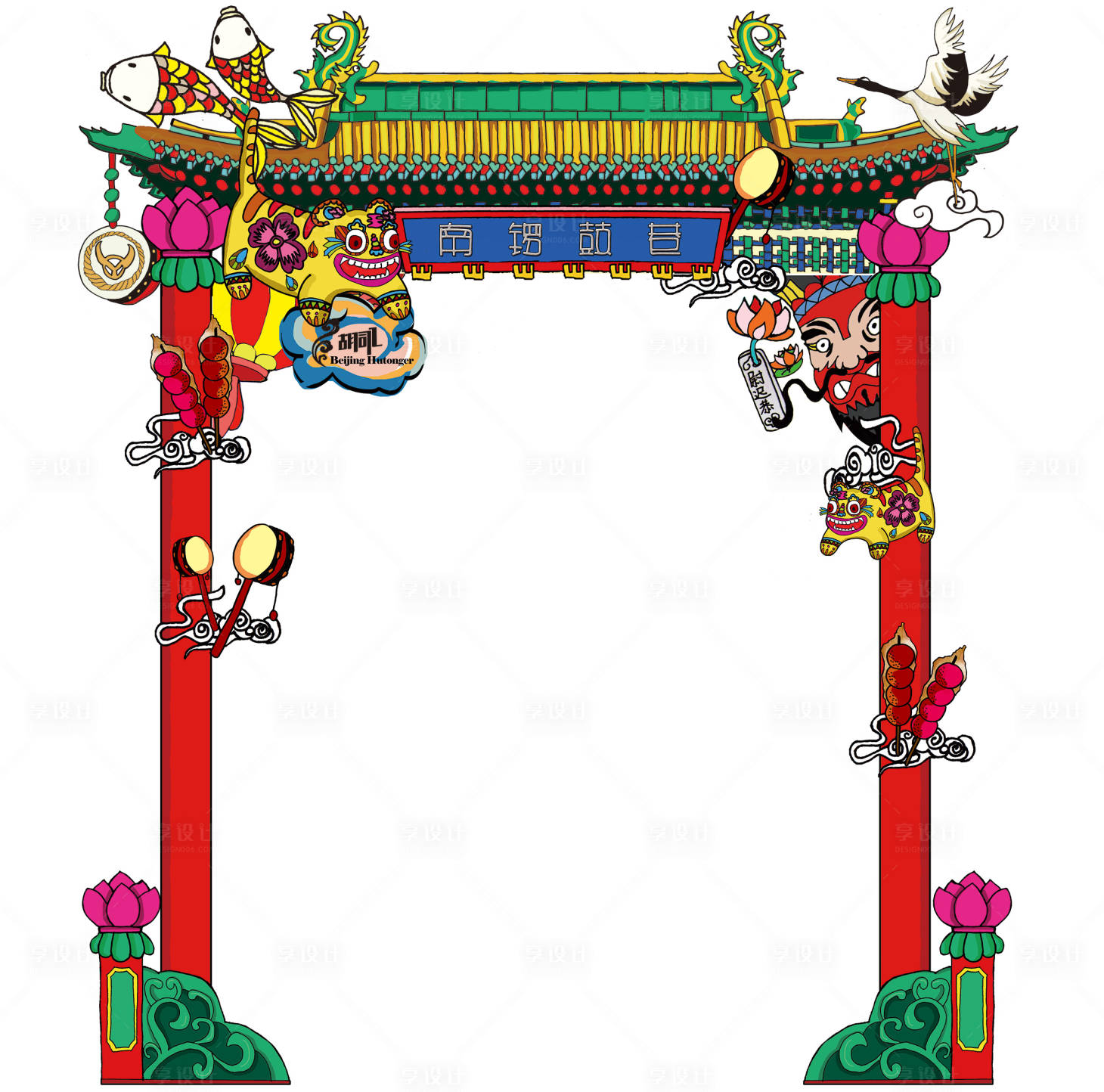 源文件下载【享设计】搜索编号：18750034275966070【中国传统纹样门头】