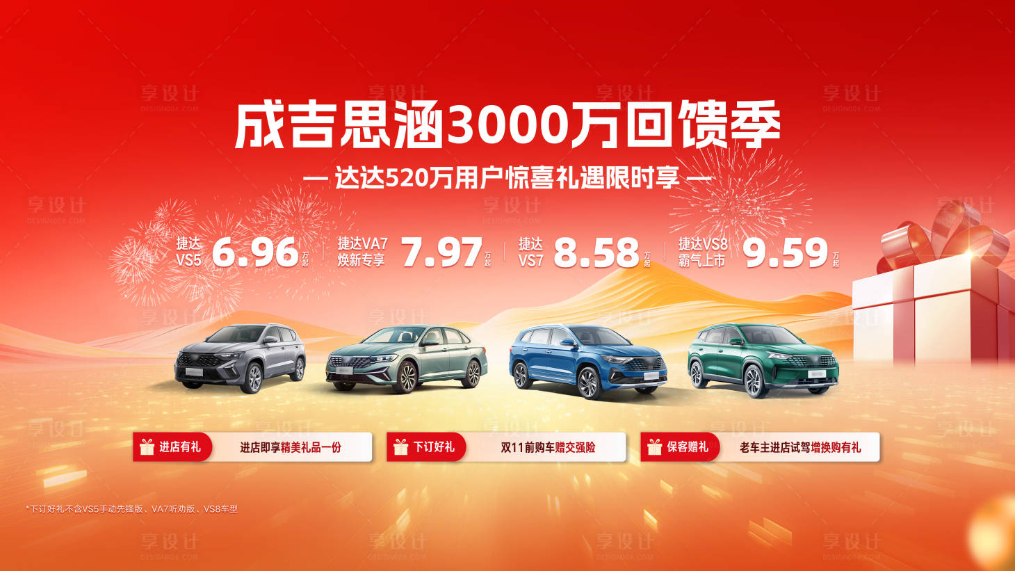 源文件下载【享设计】搜索编号：82410034185285991【汽车购车礼活动背景板】