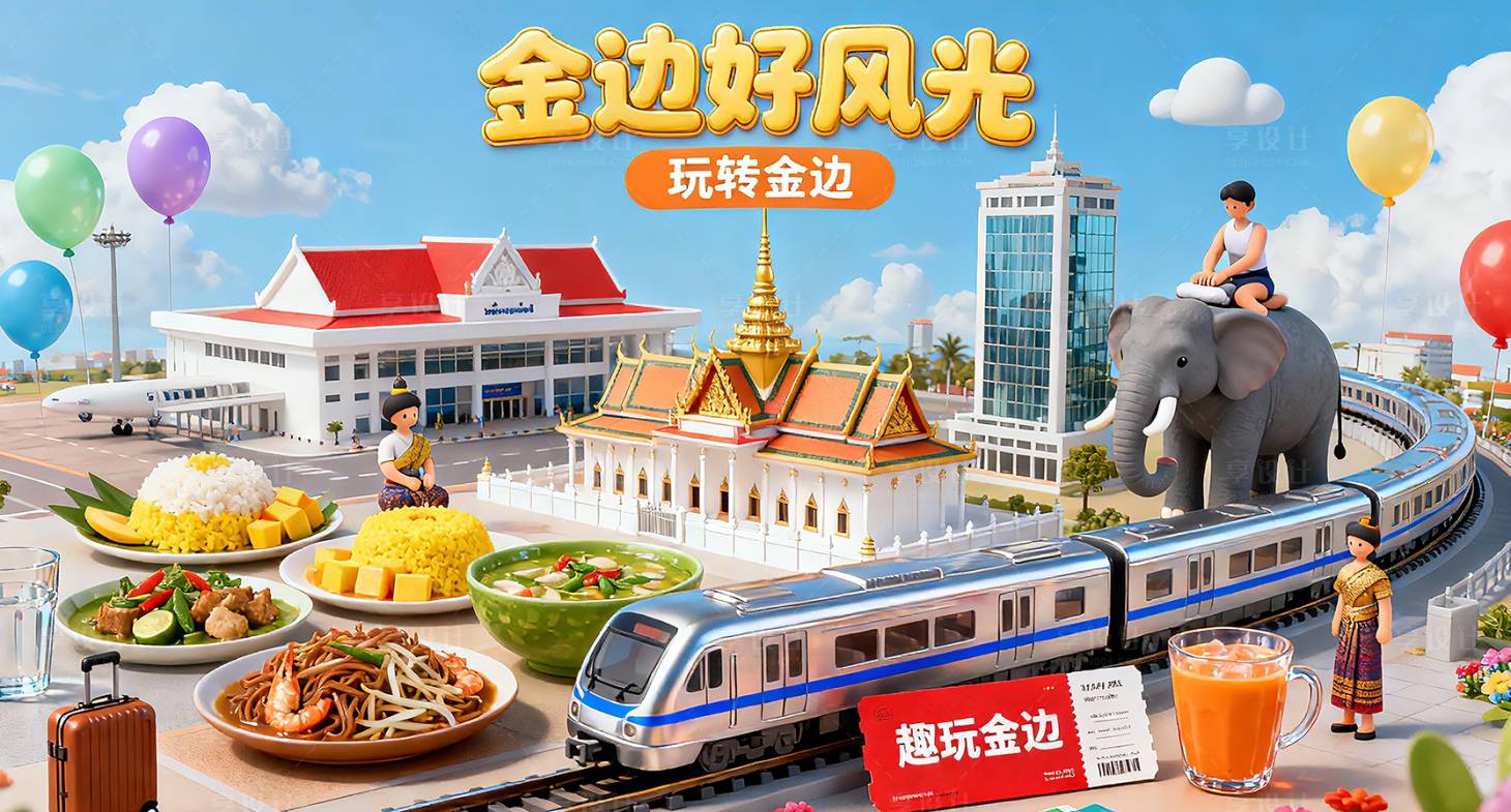 源文件下载【享设计】搜索编号：31130034195391055【3D可爱风金边旅游海报】