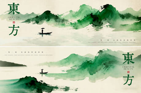 源文件下载【享设计】搜索编号：49660033945944909【东方水墨艺术展览极简背景板】