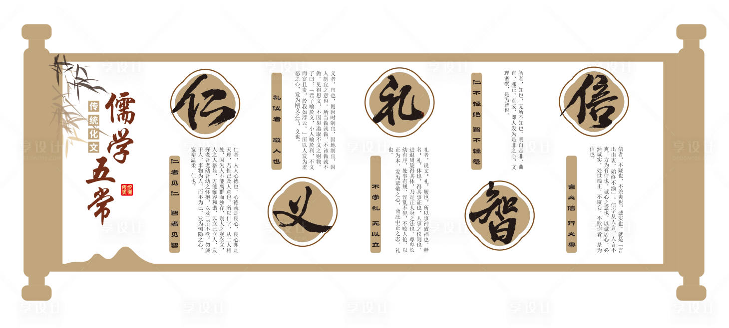 源文件下载【享设计】搜索编号：53090033888107551【中国传统文化仁义礼智信文化墙】