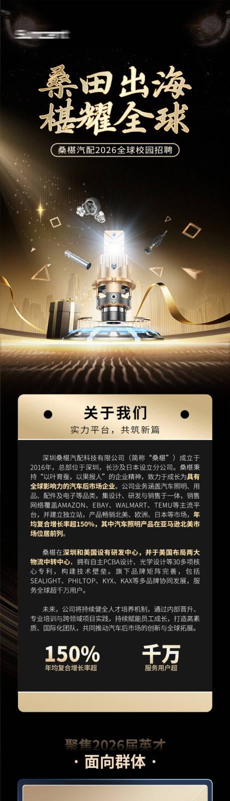 源文件下载【享设计】搜索编号：46450034020278839【黑金车企校招长图海报】