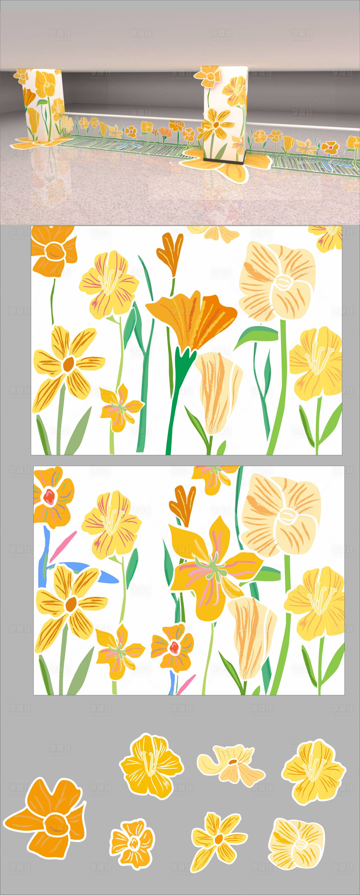 源文件下载【享设计】搜索编号：35550034136732730【现代商场商业春季花朵美陈装饰】