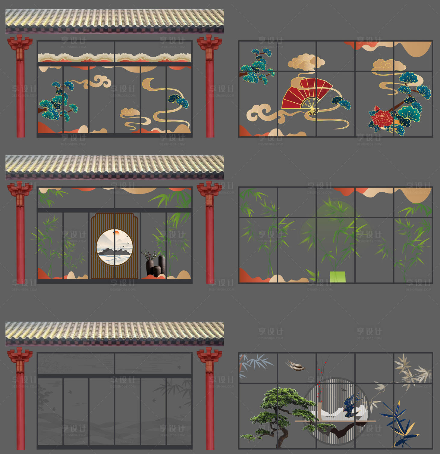 源文件下载【享设计】搜索编号：54430033877383552【高级感中式玻璃贴】