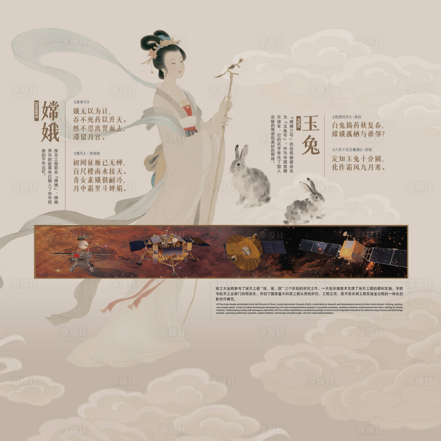 源文件下载【享设计】搜索编号：23380033921854116【嫦娥玉兔航天器海报展板】