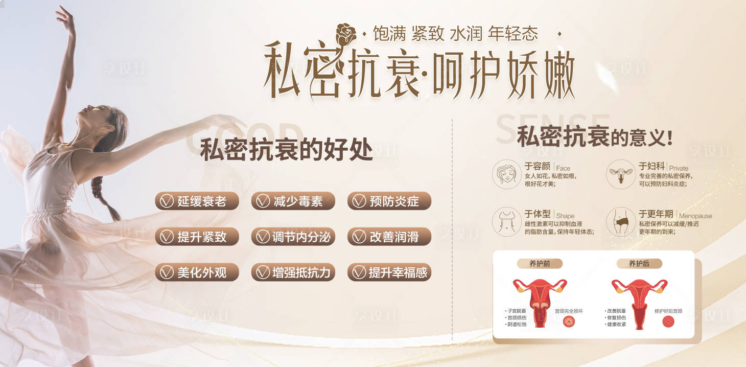 源文件下载【享设计】搜索编号：19500034069979056【私密抗衰的好处背景板】