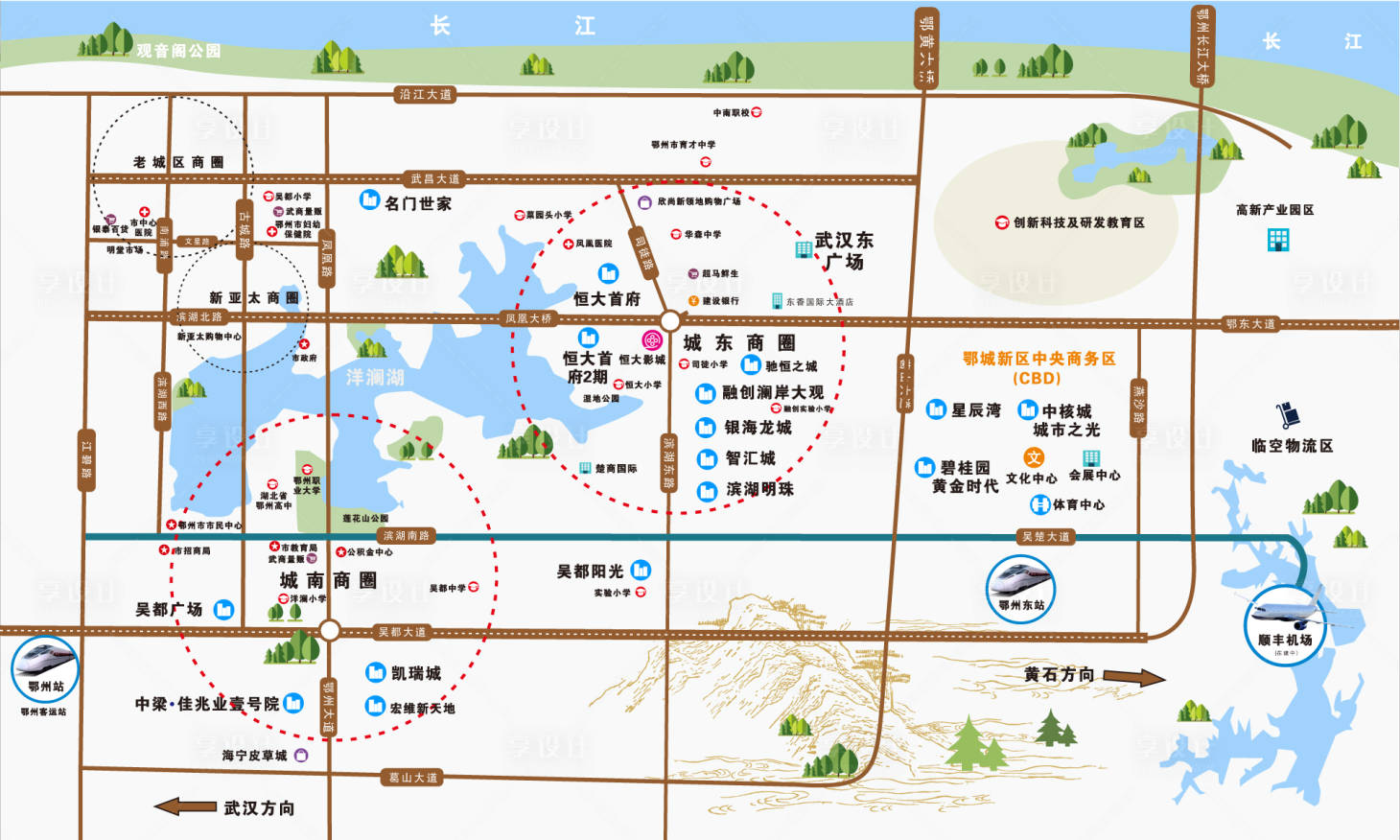 源文件下载【享设计】搜索编号：49040034039915760【湖北鄂州区位图】