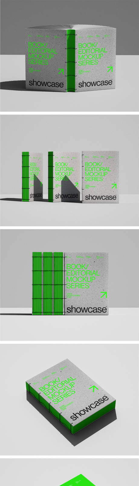 源文件下载【享设计】搜索编号：12460033861063670【绿色灰工艺质感书籍样机合集】
