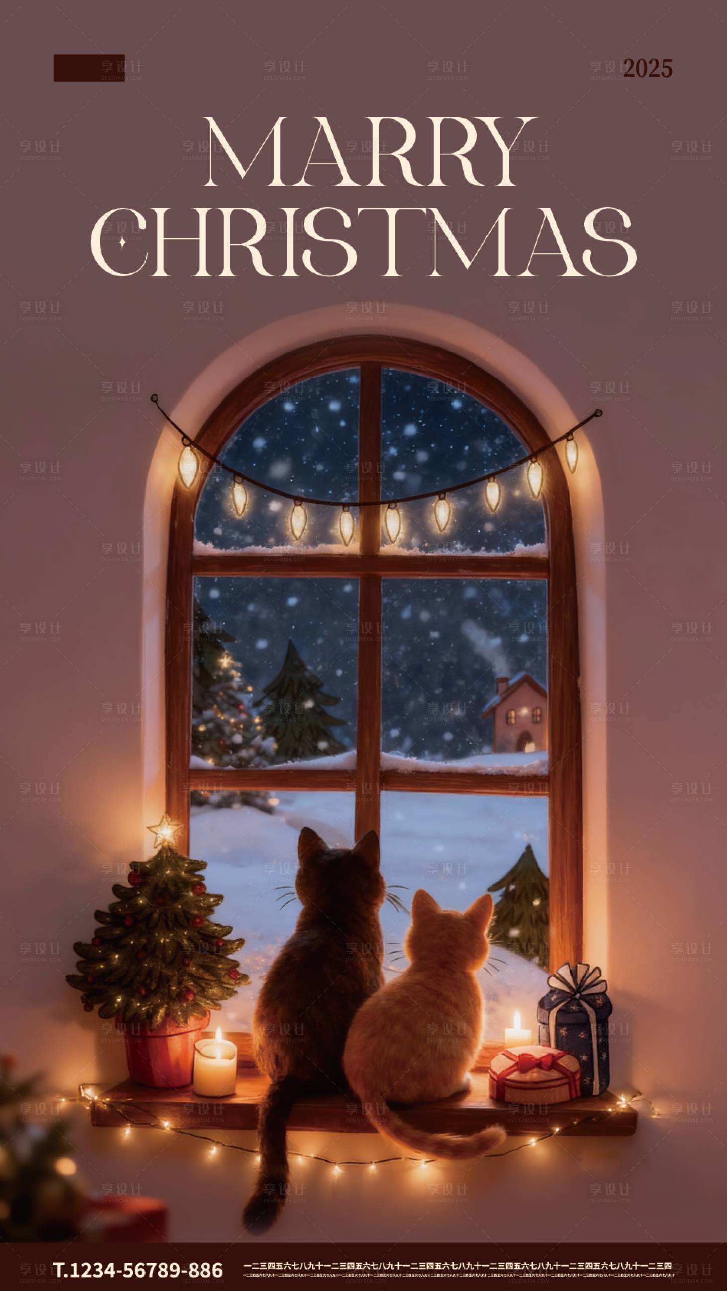源文件下载【享设计】搜索编号：50500033869084160【圣诞猫咪温馨海报】