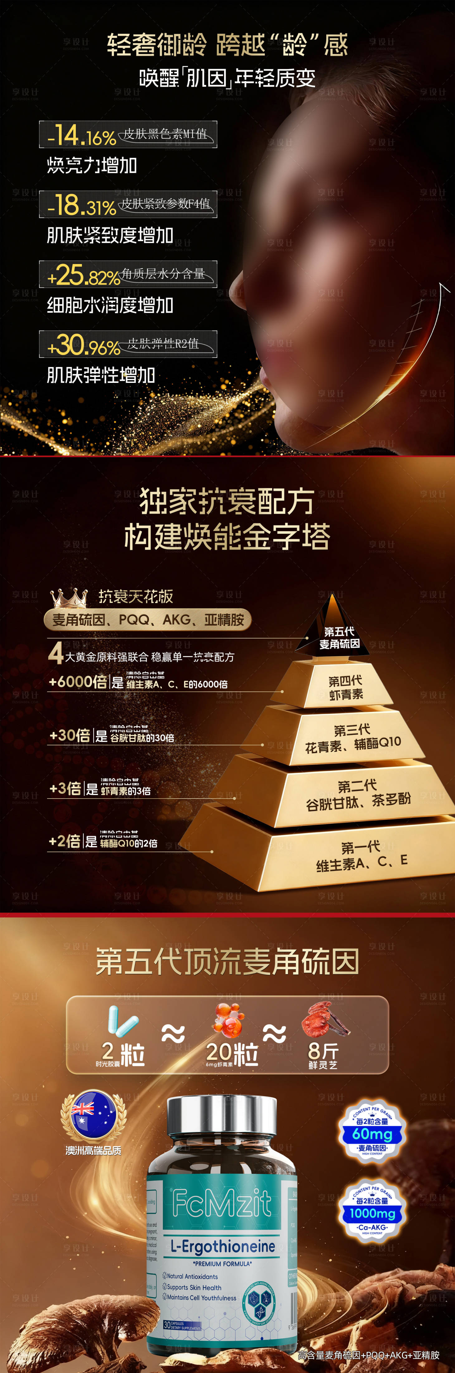 源文件下载【享设计】搜索编号：59060034031093285【医美美白黑金时光瓶商品banner】