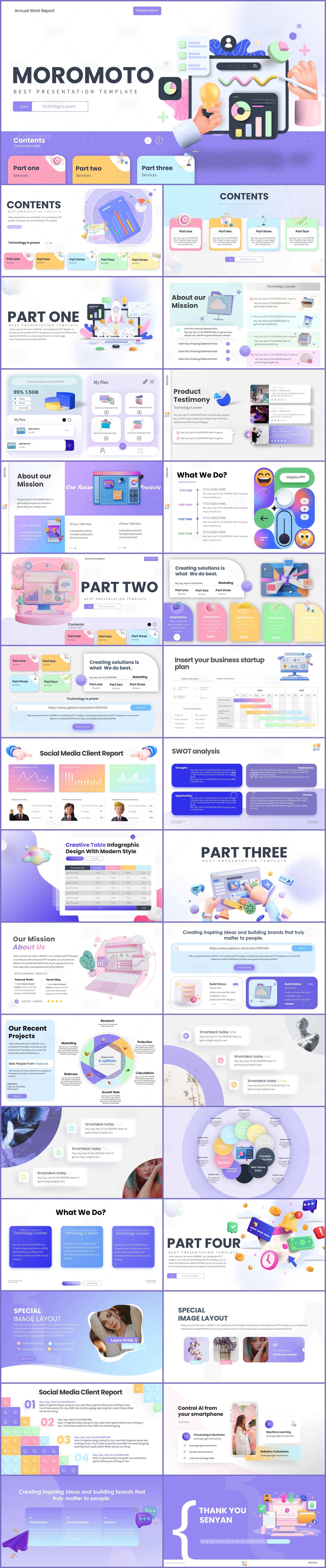 源文件下载【享设计】搜索编号：85650034085975632【高端紫色卡通可爱风PPT】