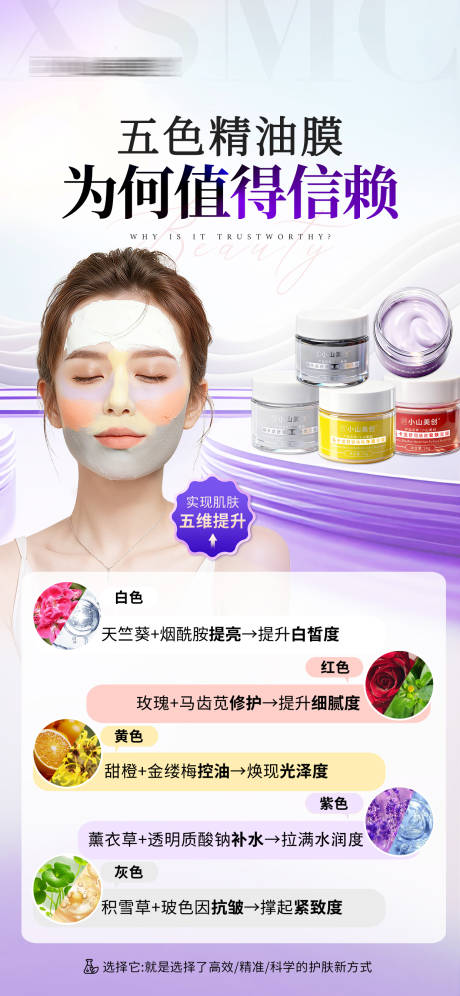 源文件下载【享设计】搜索编号：66940033865439333【医美美业五色泥膜面膜护肤产品海报】