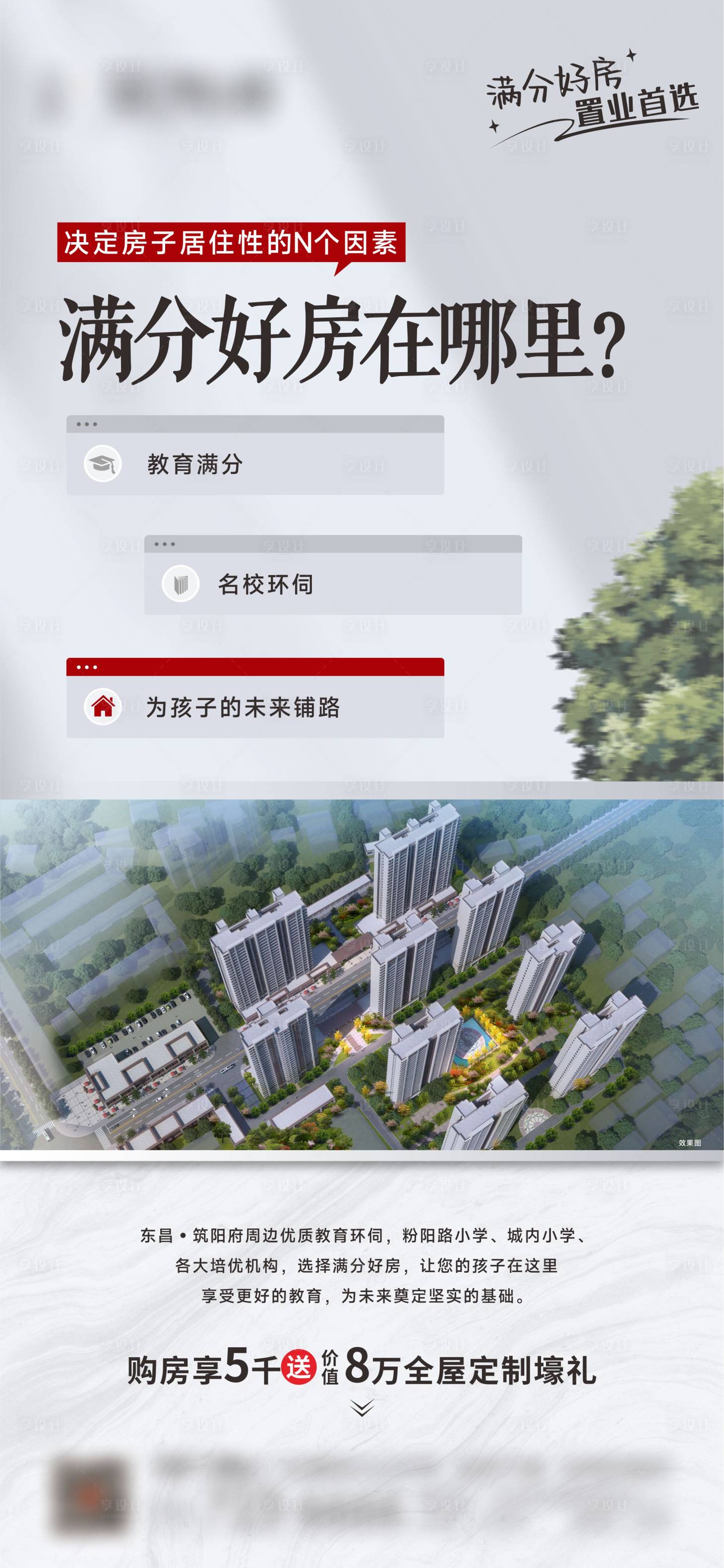 源文件下载【享设计】搜索编号：85580034082517544【房地产学区价值点海报】