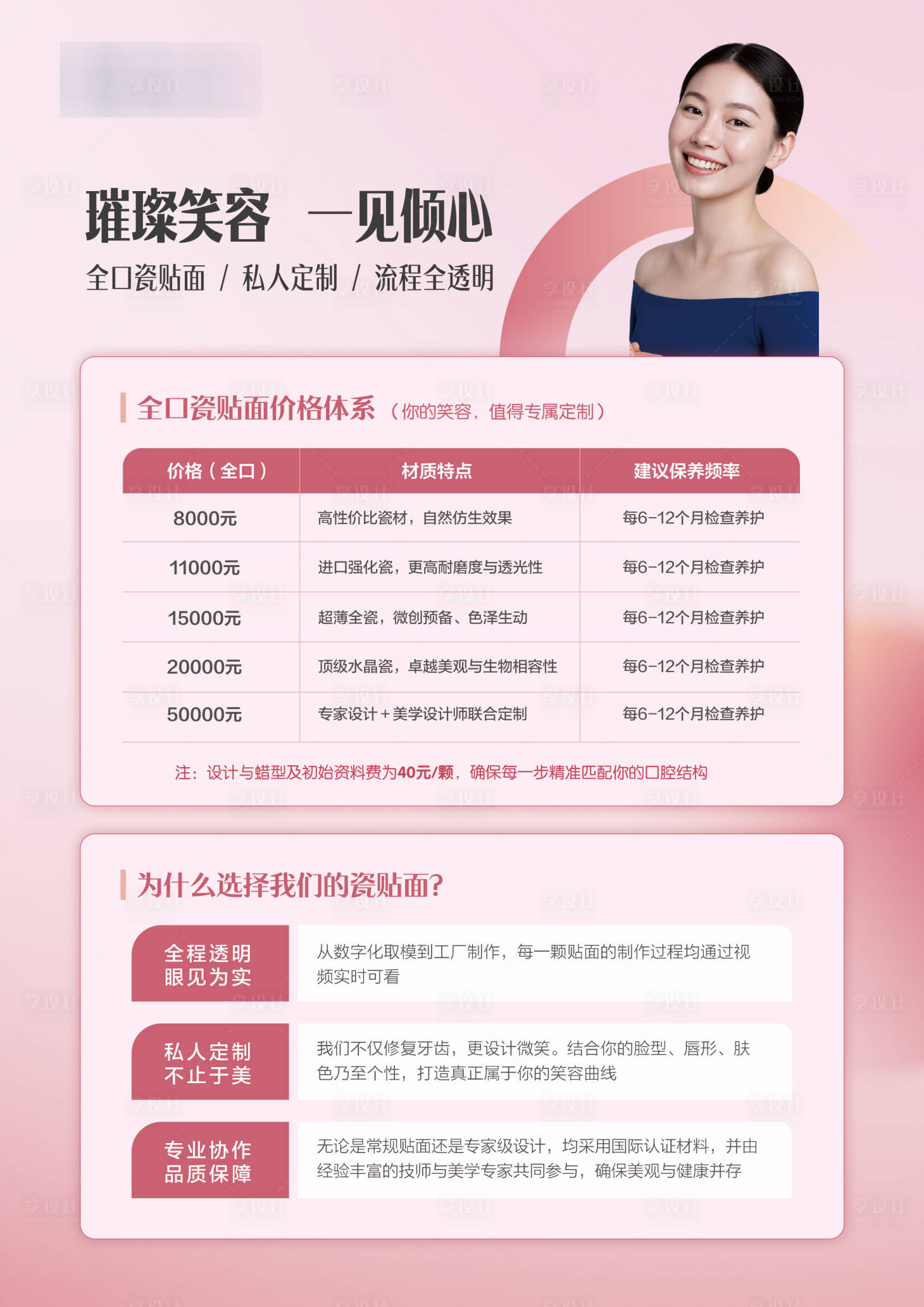 源文件下载【享设计】搜索编号：54080034741132004【口腔瓷贴面格表 】