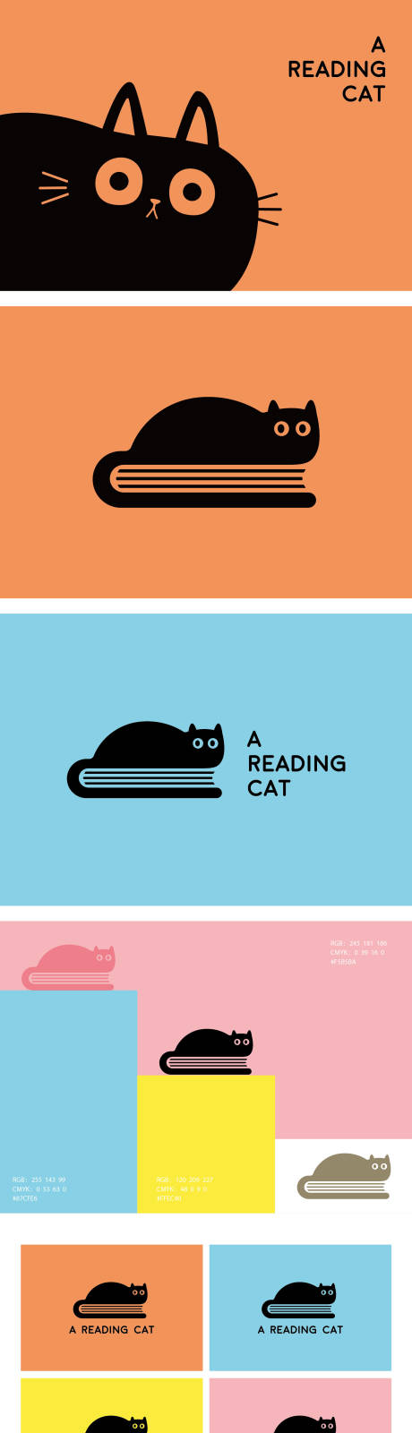 源文件下载【享设计】搜索编号：63670034519409236【猫咖书店LOGO设计】