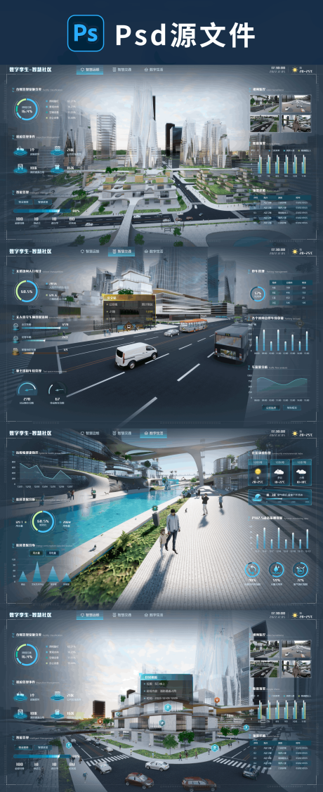 源文件下载【享设计】搜索编号：90770034329307754【数字孪生智慧社区大屏设计】