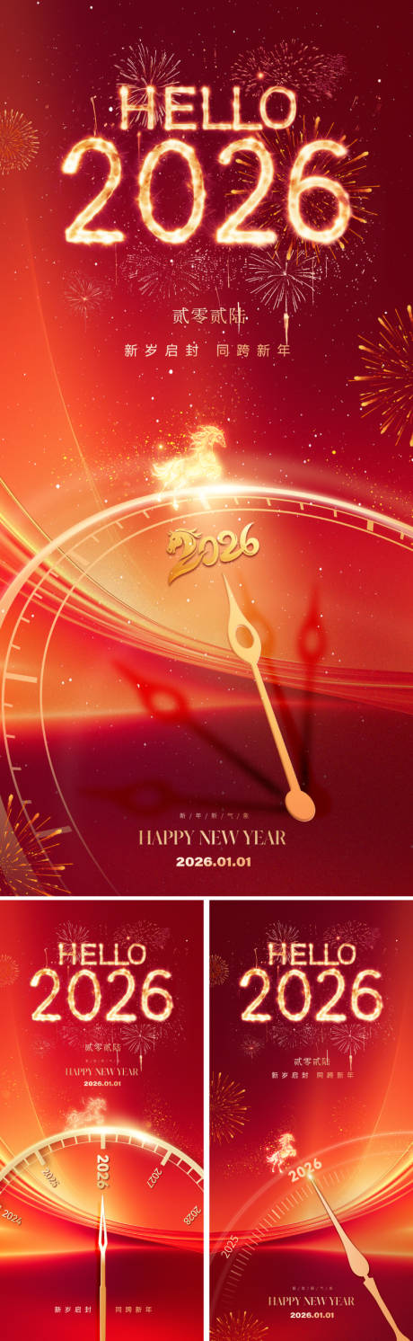 源文件下载【享设计】搜索编号：33550034404169012【2026元旦新年海报】