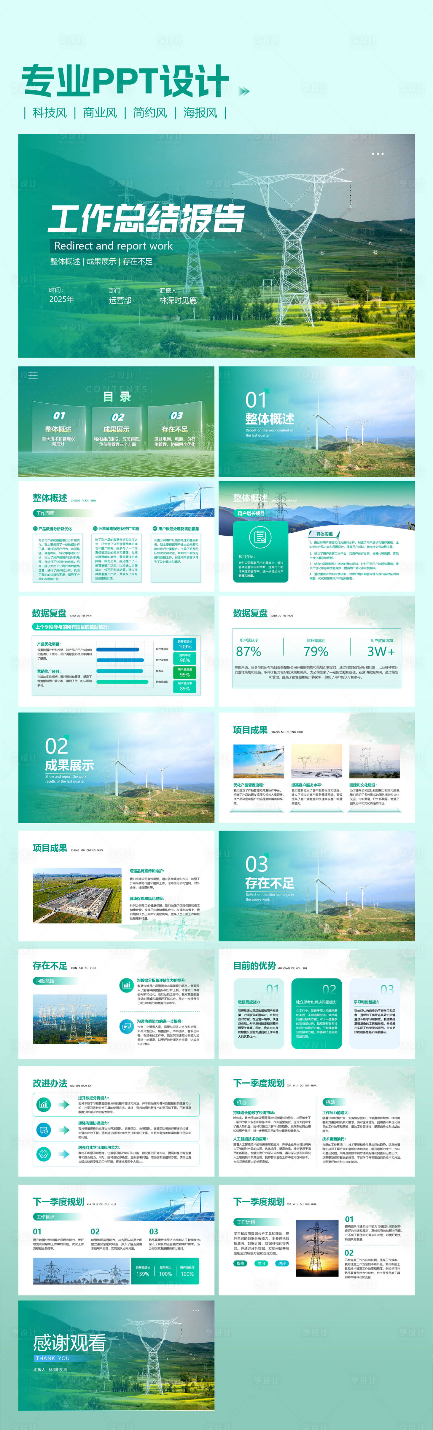 源文件下载【享设计】搜索编号：55620034598444914【电网元素PPT设计工作汇报简ppt】