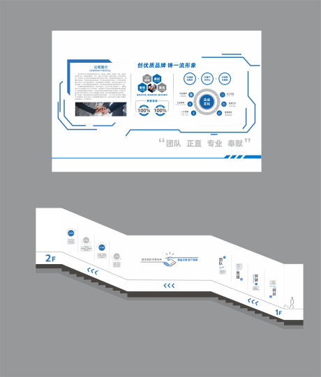 源文件下载【享设计】搜索编号：40420034773463147【企业楼梯文化墙】