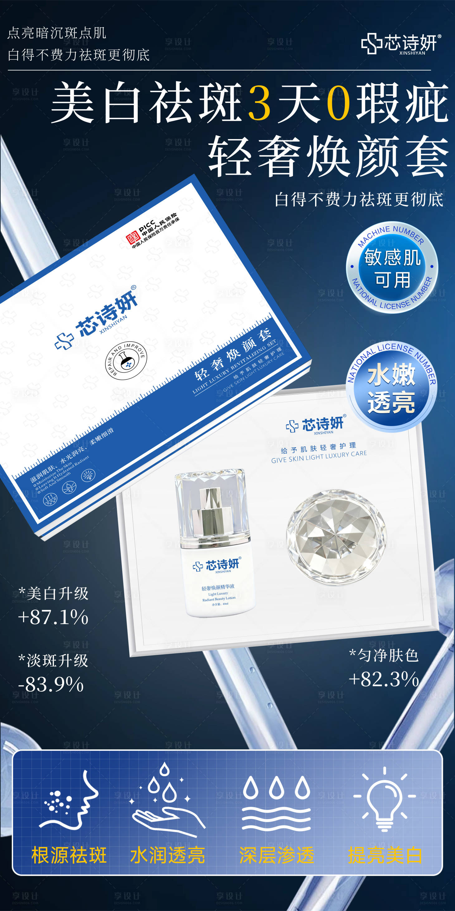源文件下载【享设计】搜索编号：38220034404872789【美白祛斑产品海报】