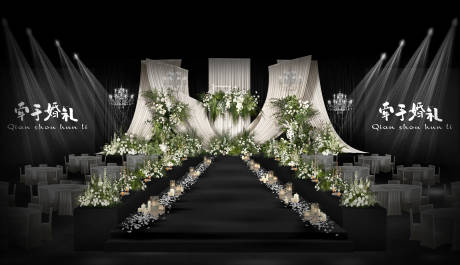 源文件下载【享设计】搜索编号：64970034289361832【韩式婚礼造型白绿色花艺堆头美陈】