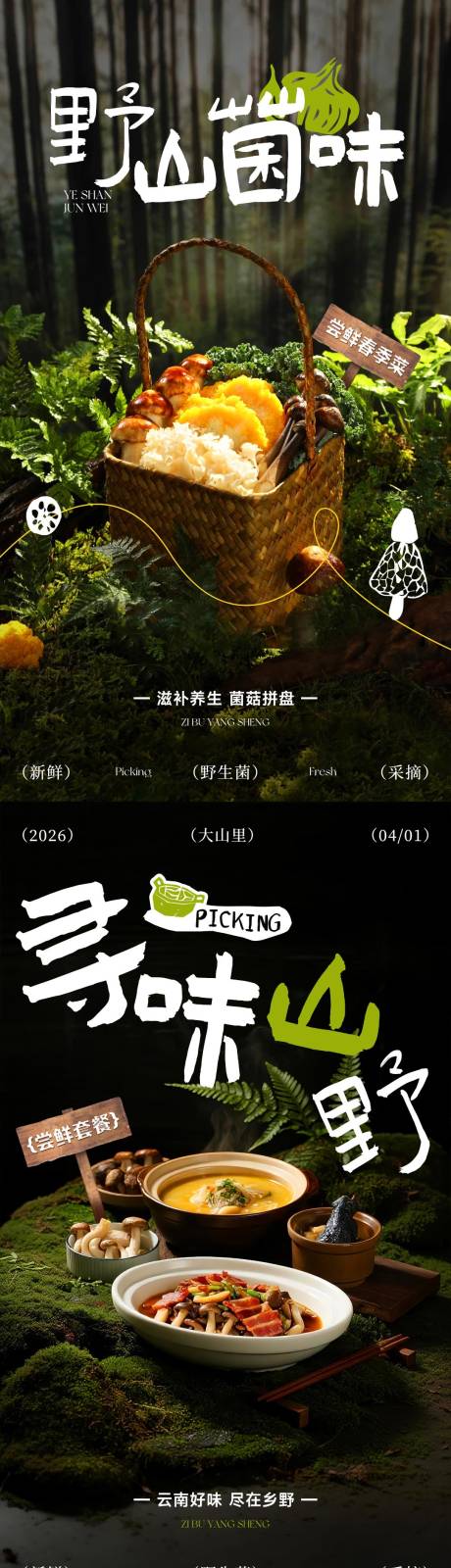 源文件下载【享设计】搜索编号：35350034597004649【云南山野菜野生菌海报菌菇小卡】