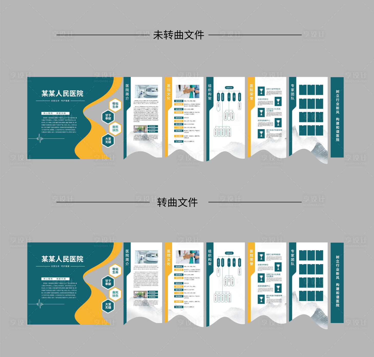 源文件下载【享设计】搜索编号：35230034747817089【医院简介文化墙背景板】