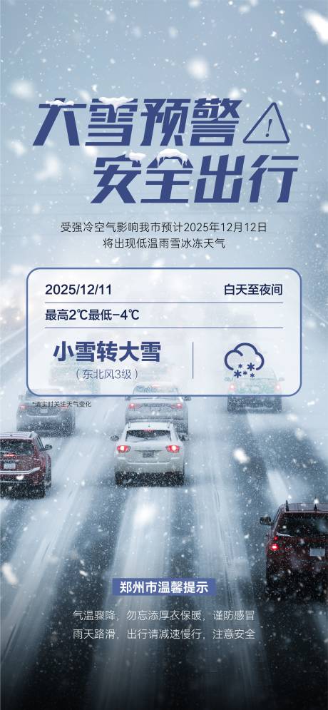 源文件下载【享设计】搜索编号：91490034485791872【大雪预警天气预报海报】