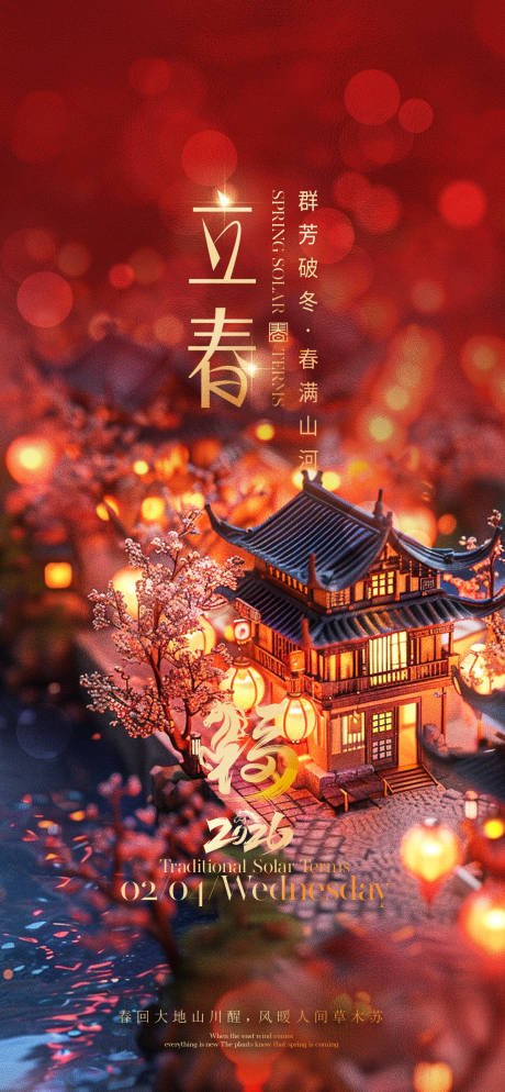 源文件下载【享设计】搜索编号：46220034777721225【立春节气海报】