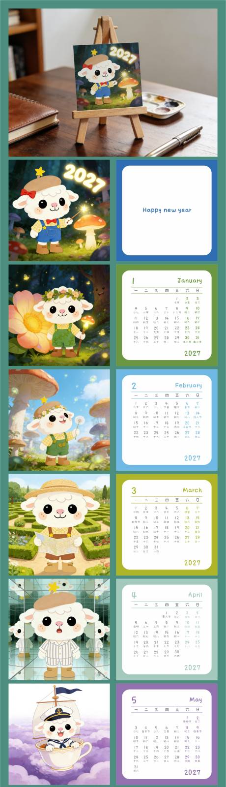 源文件下载【享设计】搜索编号：15290034741867323【2027迷你台历 】