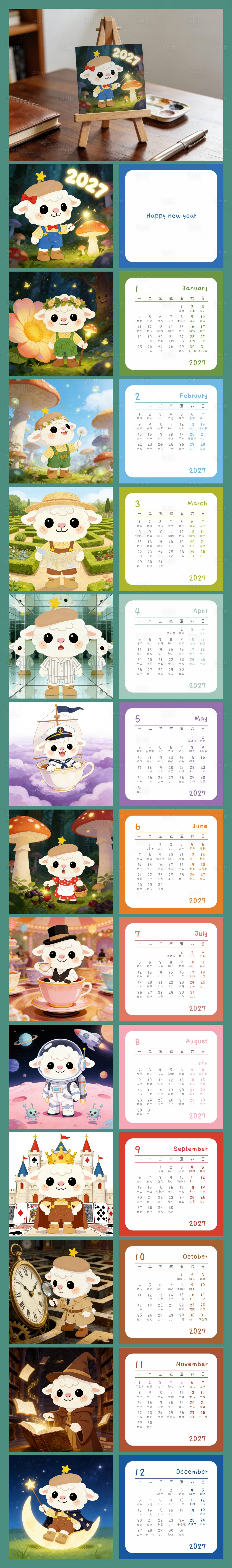源文件下载【享设计】搜索编号：15290034741867323【2027迷你台历 】