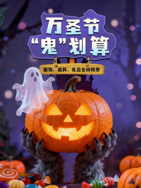 源文件下載【享設(shè)計(jì)】搜索編號：73860034664379453【萬圣節(jié)促銷電商海報(bào)】