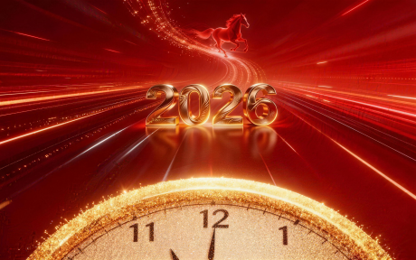源文件下载【享设计】搜索编号：90280034793626226【马年时钟活动背景板】