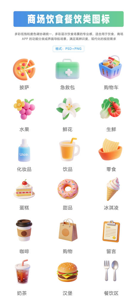 源文件下载【享设计】搜索编号：80310034499288255【商场餐饮饮食拟物图标】