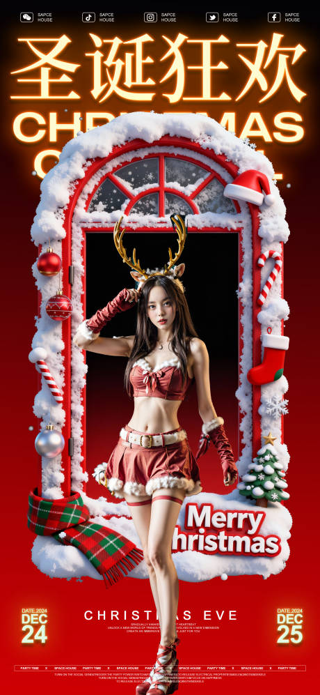 源文件下载【享设计】搜索编号：18740034550824015【圣诞节平安夜活动海报】