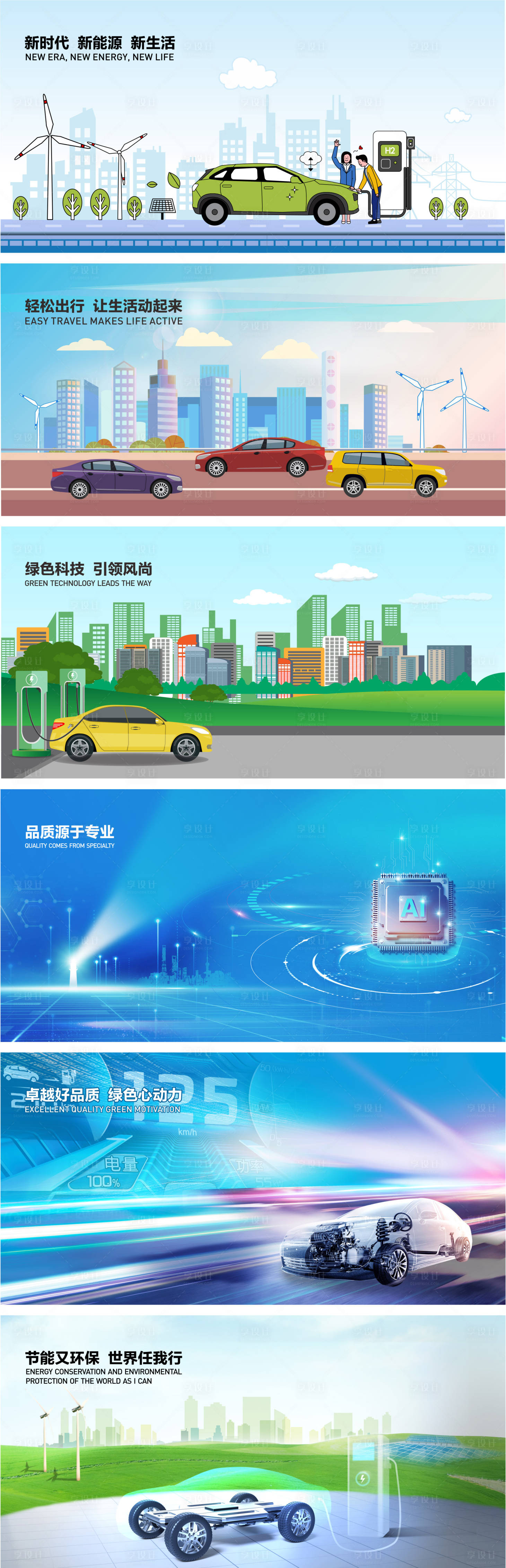 源文件下载【享设计】搜索编号：52890034768577003【绿色出行科技新能源展板海报】