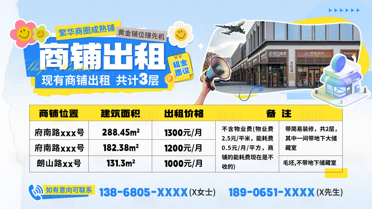 源文件下载【享设计】搜索编号：17160034776739845【商铺出租海报】