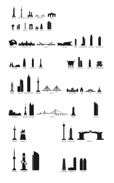 源文件下载【享设计】搜索编号：44700034552747419【江苏地标建筑剪影】