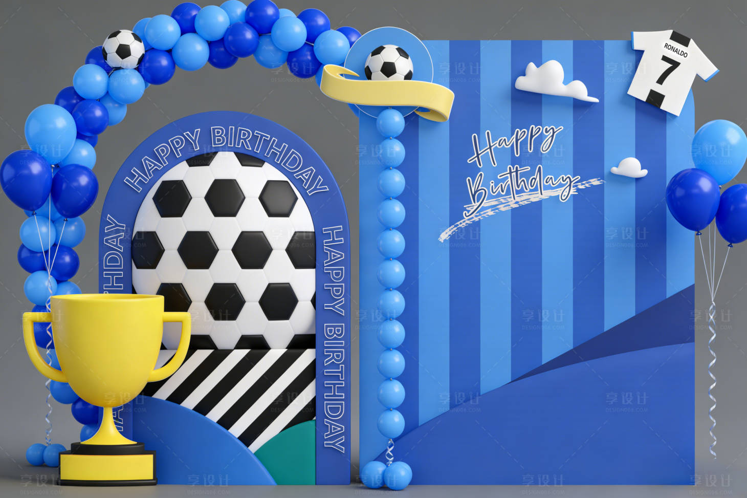 源文件下载【享设计】搜索编号：99070034642042762【足球生日美陈打卡点】