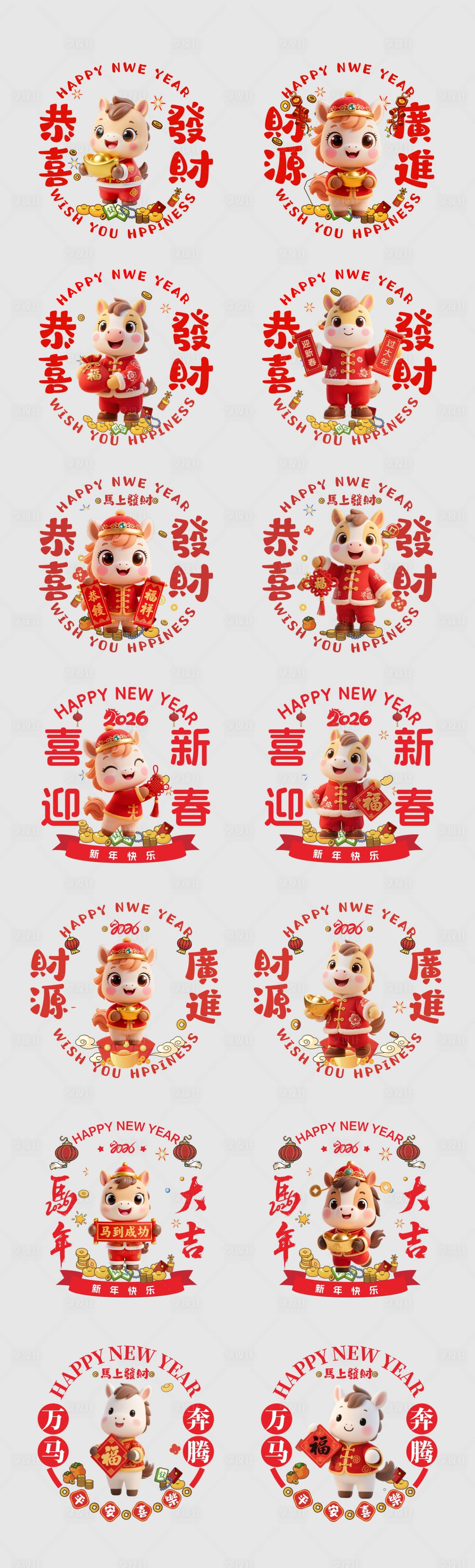 源文件下载【享设计】搜索编号：19830034313363649【马年春节元旦窗花玻璃贴纸】