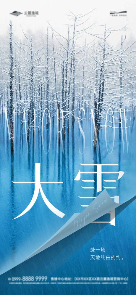 源文件下载【享设计】搜索编号：53310034329313791【大雪翻页节气单图海报】