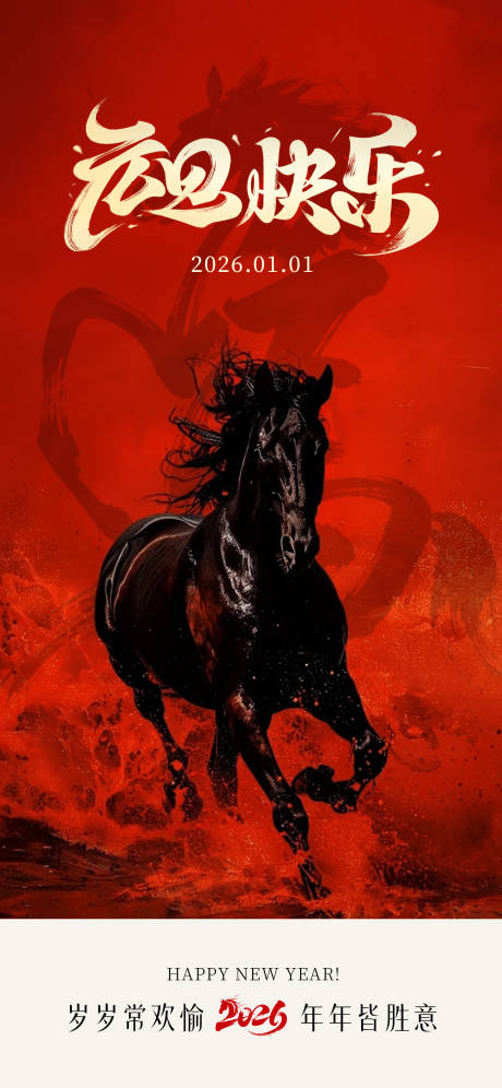 源文件下载【享设计】搜索编号：91030034565784496【马年元旦新年海报】