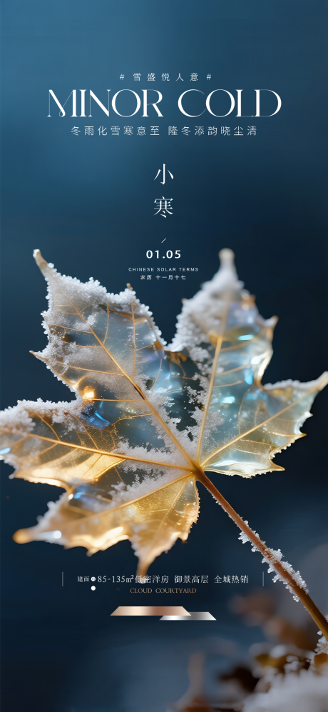 源文件下载【享设计】搜索编号：82600034345132979【地产小寒质感海报】