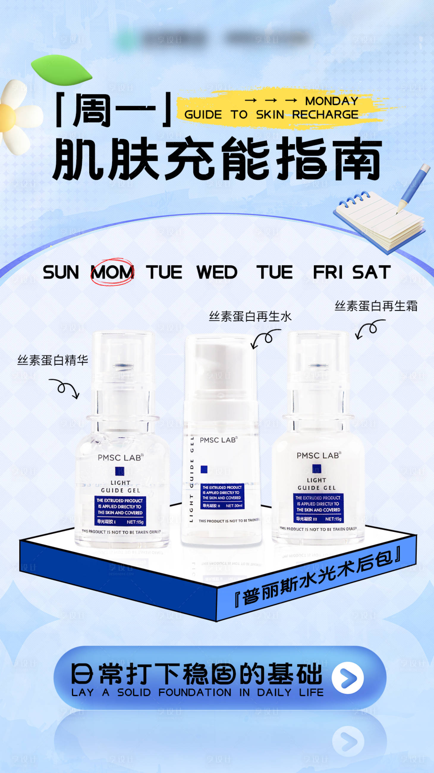 源文件下载【享设计】搜索编号：27220034660492680【周一肌肤指南宣传海报】