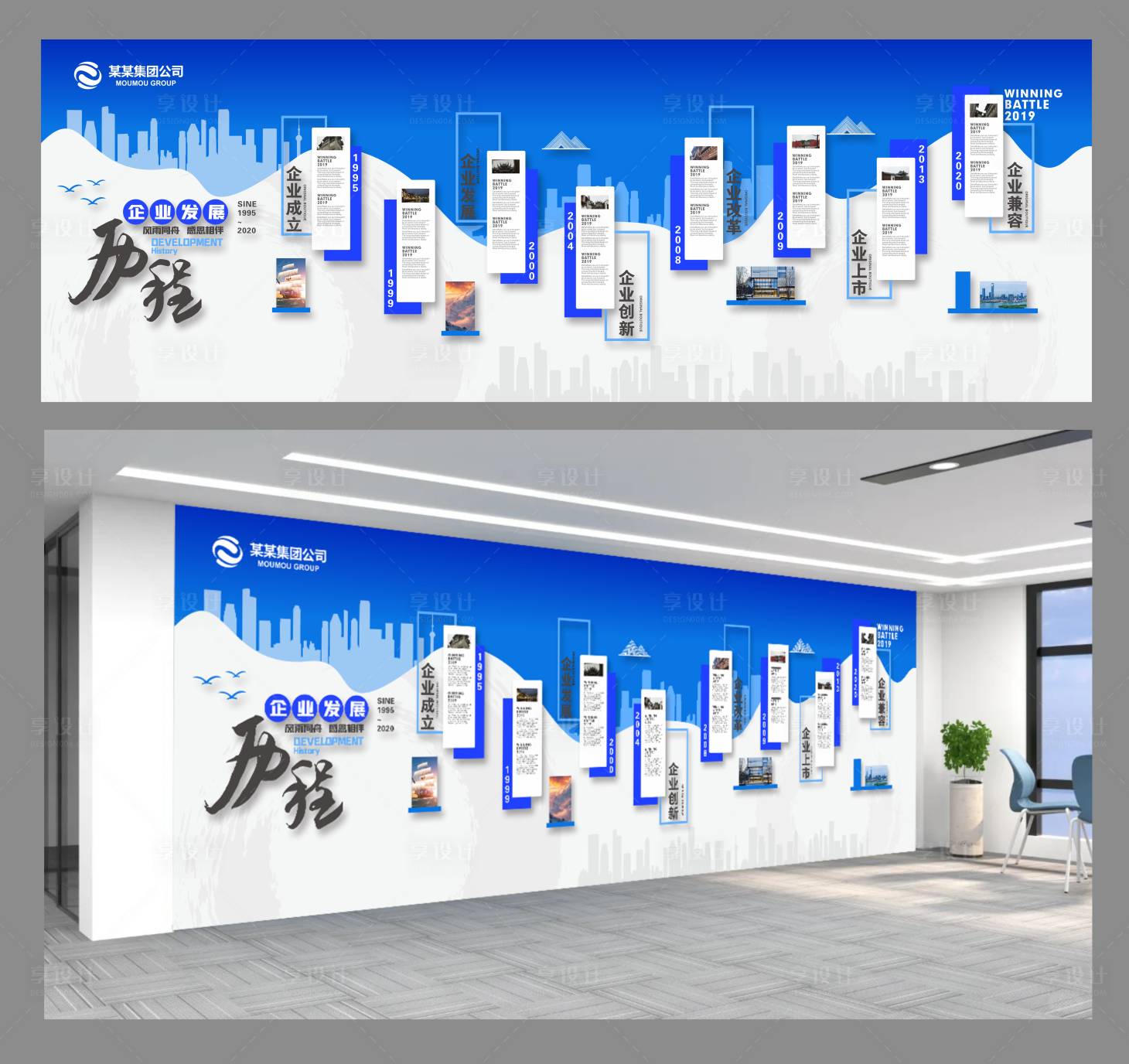 源文件下载【享设计】搜索编号：32130034769739408【企业历程文化墙】